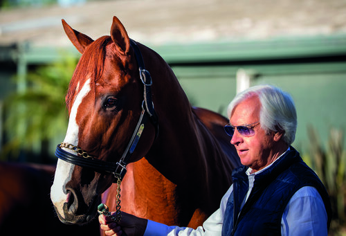 JUSTIFY WITH TRAINER BOB BAFFERT.